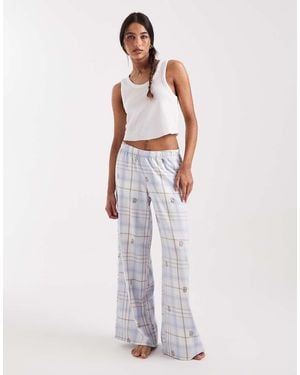 Hollister baggy Flannel Pyjama Bottoms - White