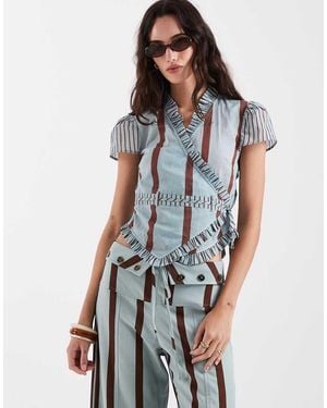 laagam Atena Wrap Tie Blouse - Blue