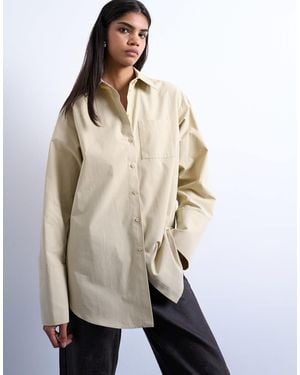 TOPSHOP Cinched Oversized Poplin Shirt - Natural