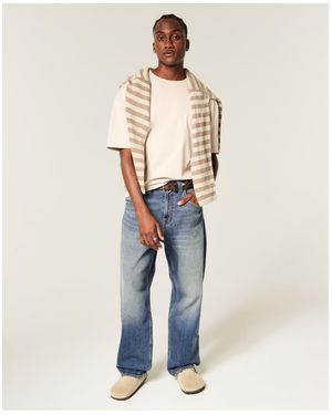 Hollister Dragon Graphic Skater Baggy Jeans - Natural