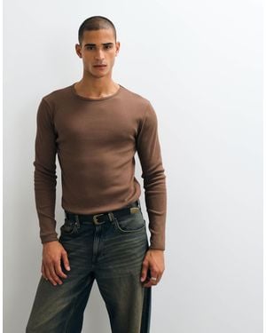 ASOS Schweres slim-fit langarm-t-shirt - Braun
