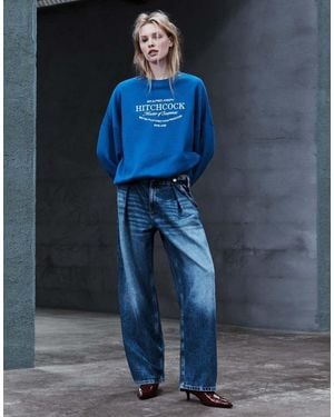 Pull&Bear Hitchcock Graphic Oversize Sweatshirt - Blue