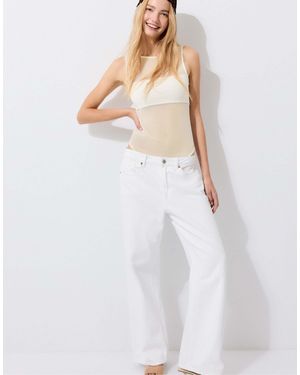 Stradivarius Ärmelloser mesh-body - Weiß