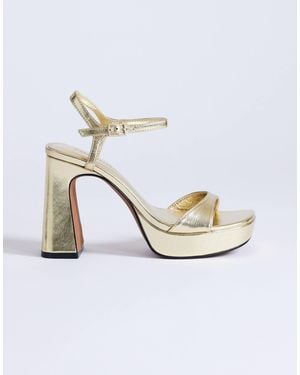 TOPSHOP Faye Platform Two Part High Heel Sandals - Metallic