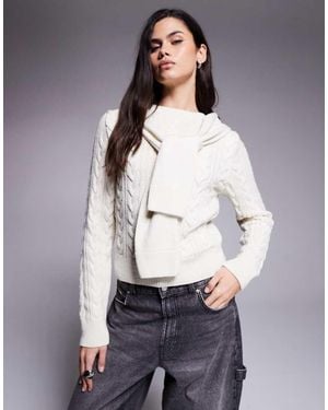 River Island Cable Tie Neck Detail Jumper - Grey