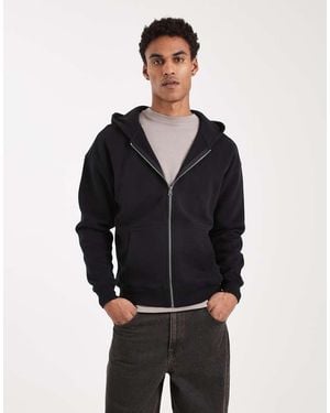 Hollister Boxy Zip Through Hoodie - Black