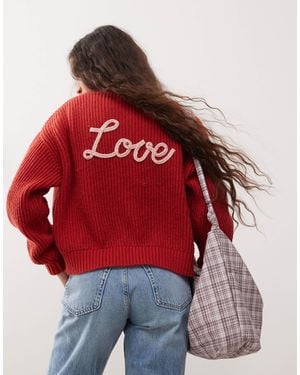 Miss Selfridge – langärmlige strickjacke - Rot