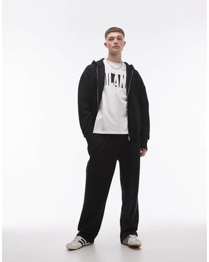 TOPMAN Joggers Dritti Neri Con Pieghe Sul Davanti - Nero