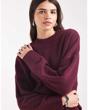 Vero Moda Jersey Burdeos Con Cuello Redondo De Tejido Suave De -Rojo - Morado