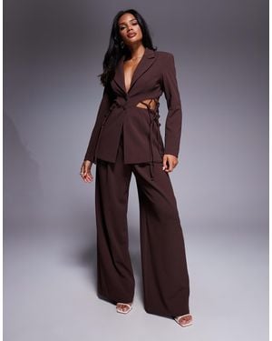 ASOS Crepe Wide Leg Tailored Trouser Co-Ord - Purple