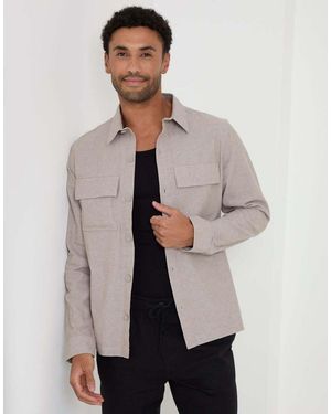 Threadbare Linen Blend Lightweight Shacket - Natural