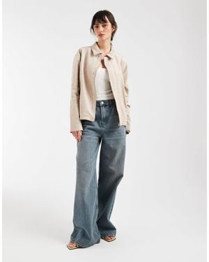 Motel Dante Faux Suede Boxy Jacket - Blue