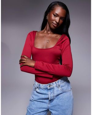Princess Polly Ellery Scoop Neck Long Sleeve Body - Red