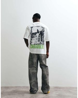 Collusion Black Surf Graphic Oversized Short Sleeved T-shirt - White