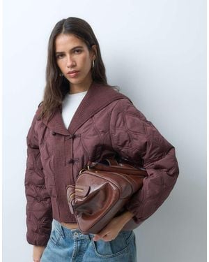 Miss Selfridge Giacca Trapuntata Color Cioccolato - Viola
