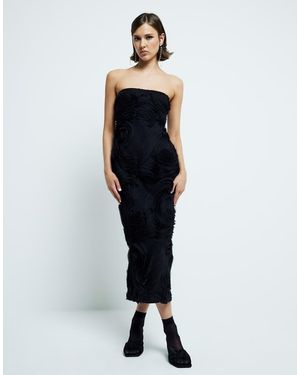 River Island 3d Swirl Bandeau Midi Dress - Blue