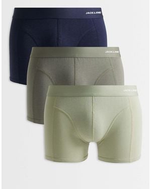 Jack & Jones 3 Pack Of Bamboo Trunks - Blue