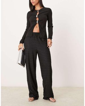 Jdy Loose Crochet Straight Trousers - Black