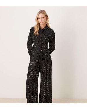 Never Fully Dressed Petite Cotton Hotfix Wide Leg Trousers - Black