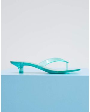 ASOS Holiday Jelly Kitten Heel Toe Thongs - Blue