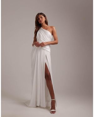 ASOS One Shoulder Grecian Wedding Dress - Brown