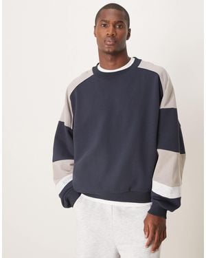 ASOS Extreme Oversized Boxy Sweatshirt With Color Block Panels - Blue