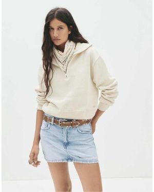 Pull&Bear Ripped Denim Mini Skirt - White