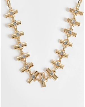 ASOS Statement-halskette mit t-bar-gliedern und kristalldetail - Mettallic