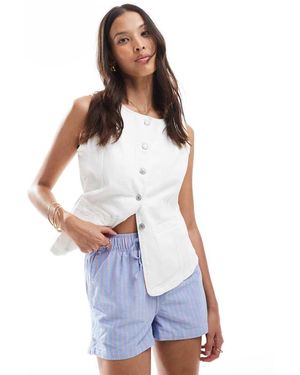 Superdry Cotton Stripe Elasticated Boxer-Style Shorts - White
