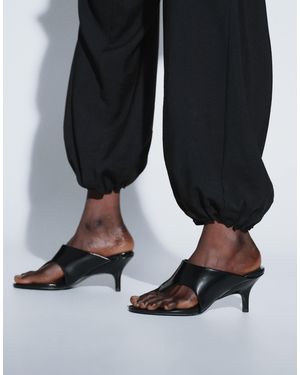 ASOS Ttya Lab Mid Heeled Toe Thongs - Black