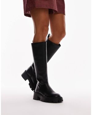 TOPSHOP Botas Por La Rodilla Negras Con Suela Gruesa Riya De - Blanco