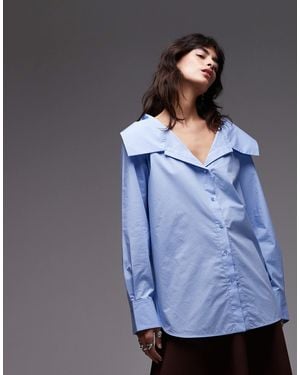 ARKET Rich Cotton Tie Belt Waist Woven Shirt - Blue
