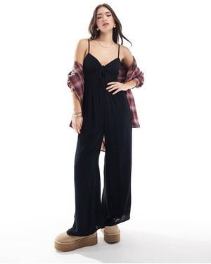 Hollister Tuta Jumpsuit Nera Con Spalline Sottili E Due Laccetti Davanti - Blu