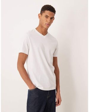 Mango 100% Cotton Relaxed Fit V-neck T-shirt - White