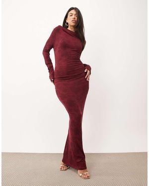 SNDY'S Boat Neck Bodycon Maxi Dress - Red