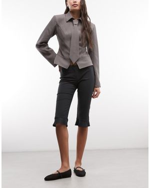 Monki Capribroek Met Ruches - Grijs