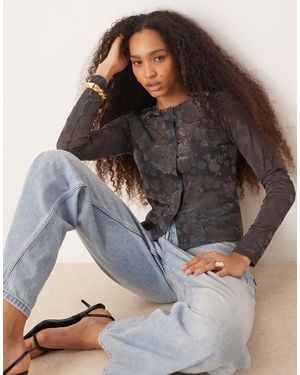 ASOS – transparentes netzstoff-oberteil - Grau