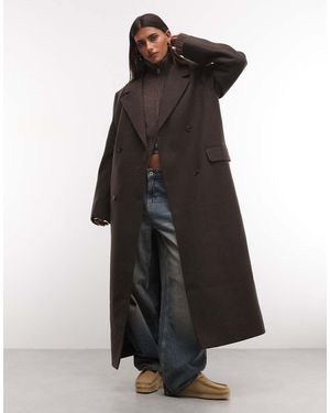 Weekday Logan Jas Van Wolmix, Oversized, Donkerbruin Gemêleerd - Zwart