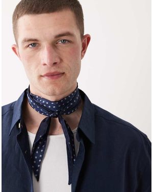 ASOS Polka Dot Satin Pointed Edge Neck Scarf - Blue