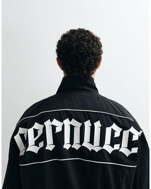 CERNUCCI Chaqueta De Chándal Negra Con Cuello Alzado Y Logo Estampado En La Espalda De Nailon - Negro