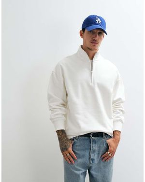 ASOS Premium Heavyweight Oversized Quarter Zip Funnel Neck - White