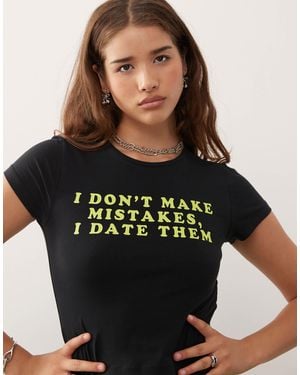 Noisy May Baby Tee With Mistakes Print - Black