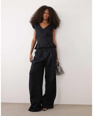 Mango Lbolga Linen Mix baggy Trousers - Blue