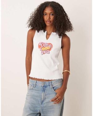 ASOS Rib Vest With You Graphic - White