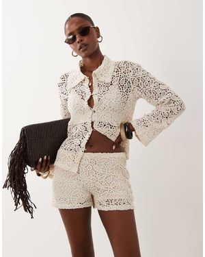 Gina Tricot Co-Ord Knitted Crochet Shorts - Natural