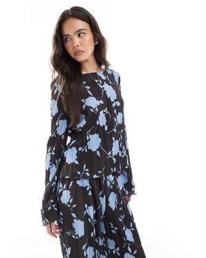 Vero Moda Long Sleeve Plisse Top Co-Ord - Blue