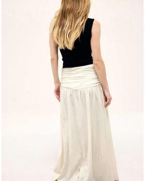 NA-KD Ruched Waist Maxi Skirt - White