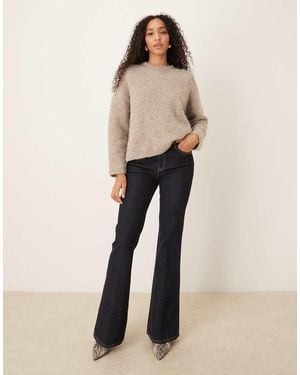 Mango Violeta 100% Cotton Pleat Front Flared Jean - Natural