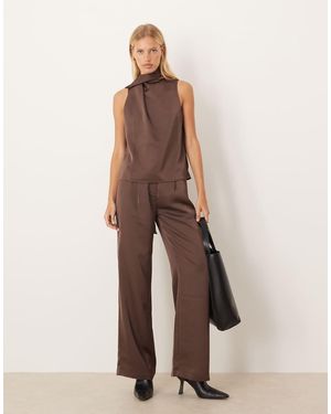 Pretty Lavish Satin Tailored Trousers Co-Ord - Natural