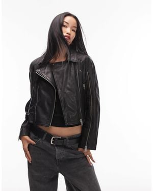 AllSaints Masone Leather Biker Jacket - Black